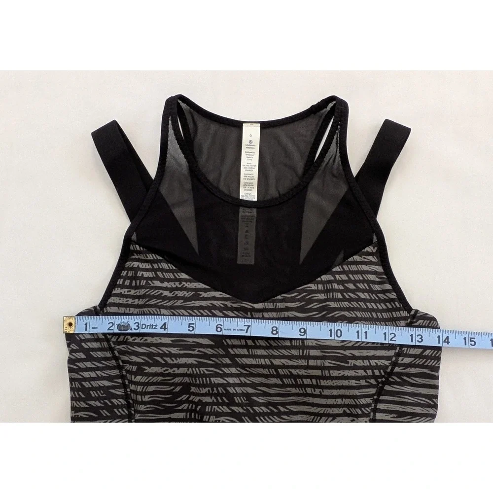 Lululemon Running In The City Tank Top Mesh Built-In Bra Black Women's 6 - NWT